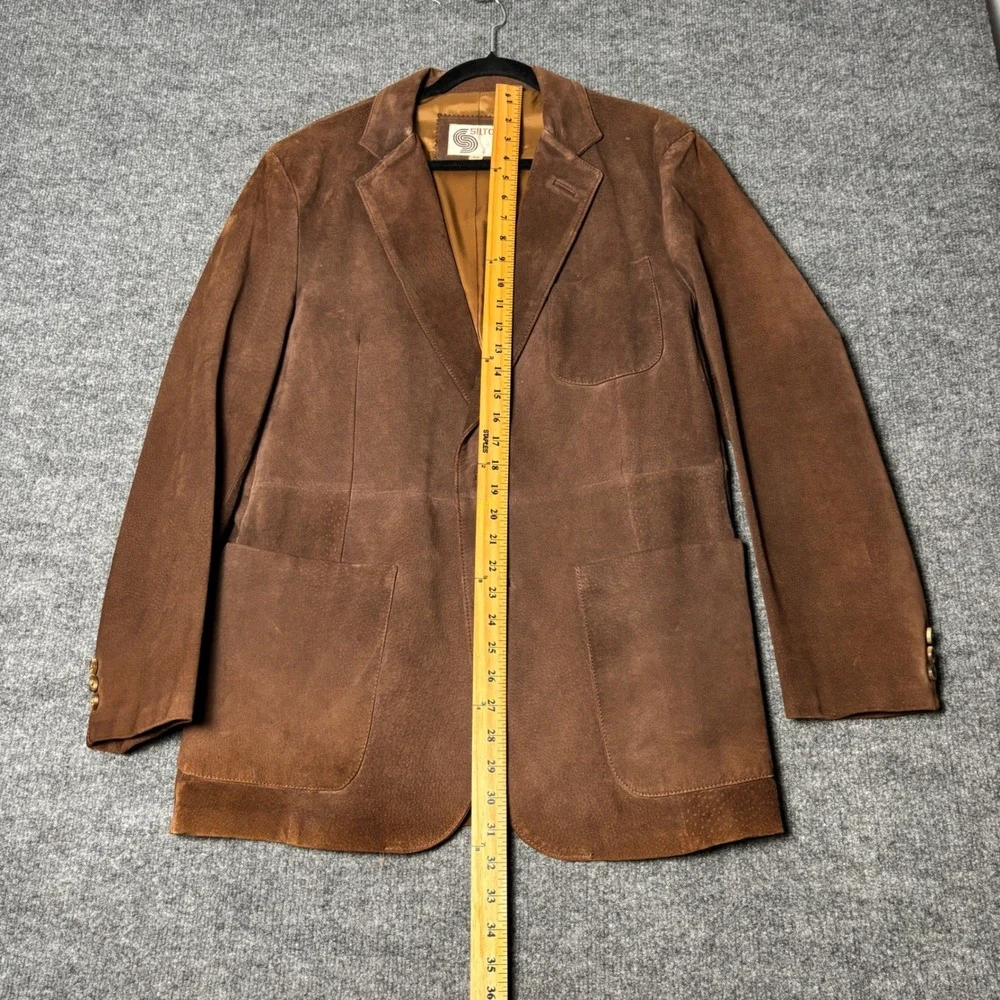 Vintage Silton Mens 40 Brown Suede Leather Western Blazer Jacket Sport Coat - Picture 8 of 16